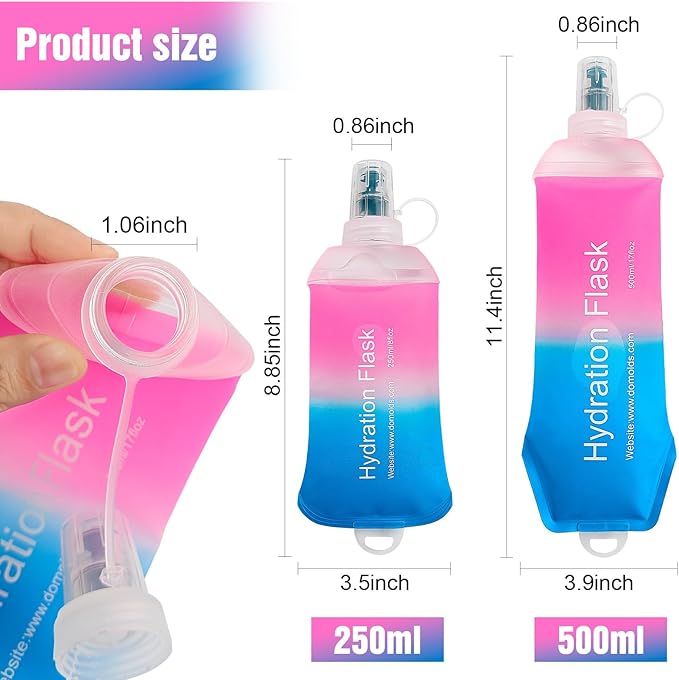 AXEN Soft Flask TPU Foldable Running Hydration Flask, Soft Collapsible Water Bottle for Hydration Pack Cycling Marathon Running Hiking