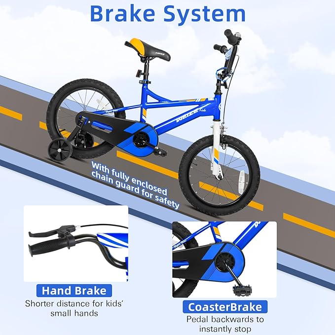 WEIZE Kids Bike,14 16 20 Inch Children Bicycle for Boys Girls Ages 3-12 Years Old, Rider Height 32-60 Inch, Coaster Brake, Multiple Color Options