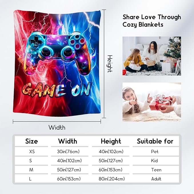 COZYAURA Kids Blanket - Gamer Blankets for Boys - Gifts Ideas for Teens - 50x60 Inches Gaming Flannel Throws Decor