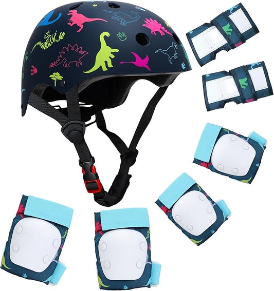 Adjustable Toddler Helmet, Kids Bike Helmets for Boys Girls 3-5/4-6/5-8 Years, Protective Gear Set for Bicycling/Skateboarding/Rollerblading/Scootering