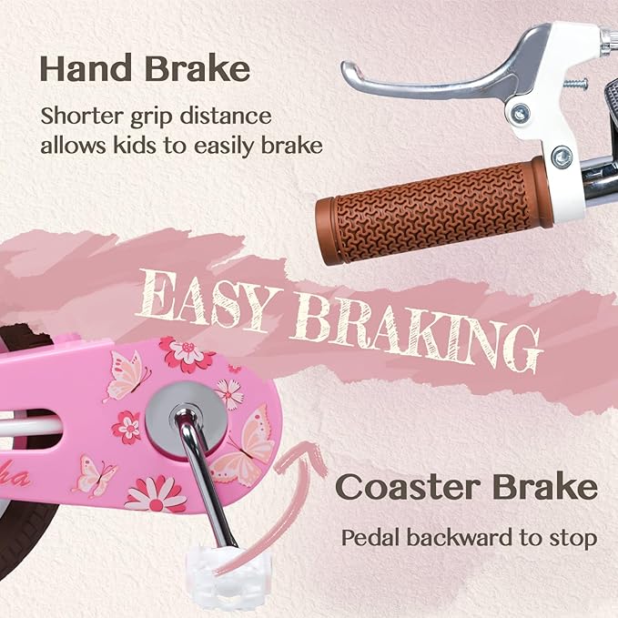 Glerc Sasha Girls Bike, 12-20 Inch Kids Bike for Children Ages 2-13 Years, Kids Bicycle with Doll-Seat & Basket & Training Wheels, Multiple Colors