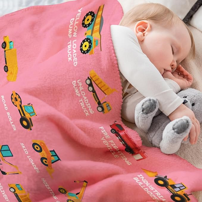 Personalized Truck Blankets for Kids, Custom Name Truck Throw Blanket for Baby, Boys, Soft Cozy Warm Flannel Plush, Christmas Birthday Gifts for Toddler