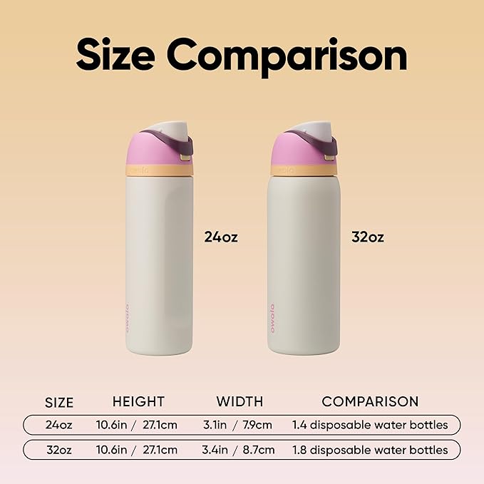 Owala FreeSip Insulated Stainless Steel Water Bottle with Straw, BPA-Free Sports Water Bottle, Great for Travel, 24 Oz, Daybreak