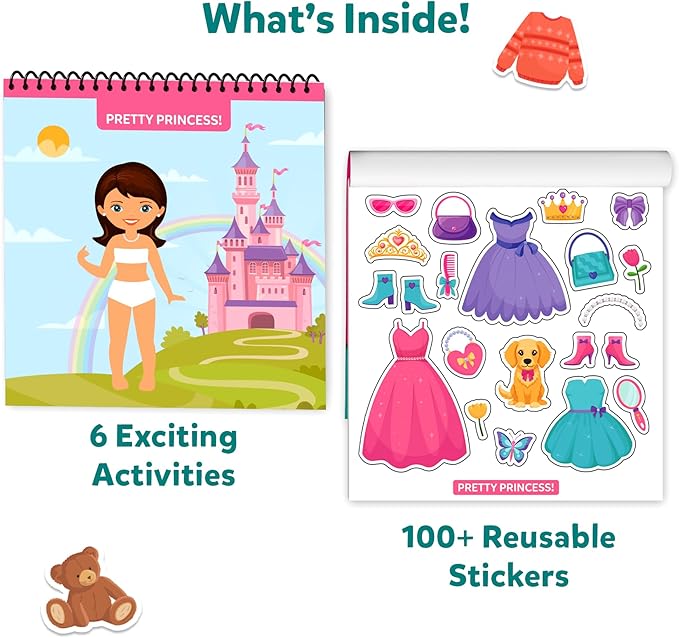 Skillmatics Reusable Sticker Activity Book - Peelies, 100+ Reusable Stickers, 6 Pictures, Mess-Free Fun for Kids, Creative Play & Travel Toy, Gifts for Ages 3, 4, 5, 6, 7