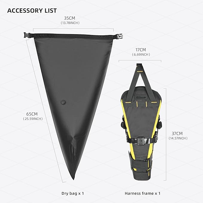 Rhinowalk Waterproof Bicycle Saddle Bag Large Capacity Bike Bag Under seat Bag 2.1L Rainproof Mountain Road Bike Seat Bag Bicycle Bag Professional Cycling Accessories-Black&Yellow