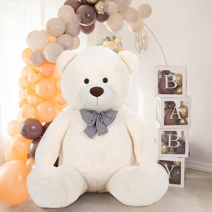 MaoGoLan Giant White Teddy Bear Stuffed Animal 6 Feet,Soft Cuddly Smiling Face Big Life Size Valentines Teddy Bear Plush Gift for Boyfriend Girlfriend,Brithday