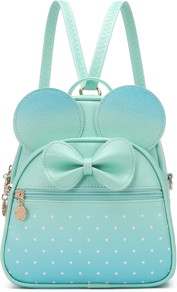 KL928 Girls Mini Backpack Bowknot Polka Dot Cute Small Daypacks Convertible Shoulder Bag Purse for Women