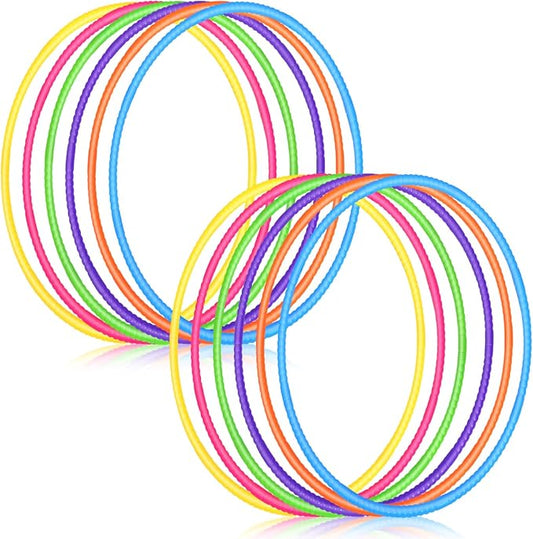 Sratte 12 Pcs Toy Hoop for Kid - Detachable & Adjustable Colored Hoop Exercise Ring Plastic Circle for Kid, Teen Gymnastics, Dog Agility Equipment, Require Self Assembly (Stylish Colors, 32 Inch)