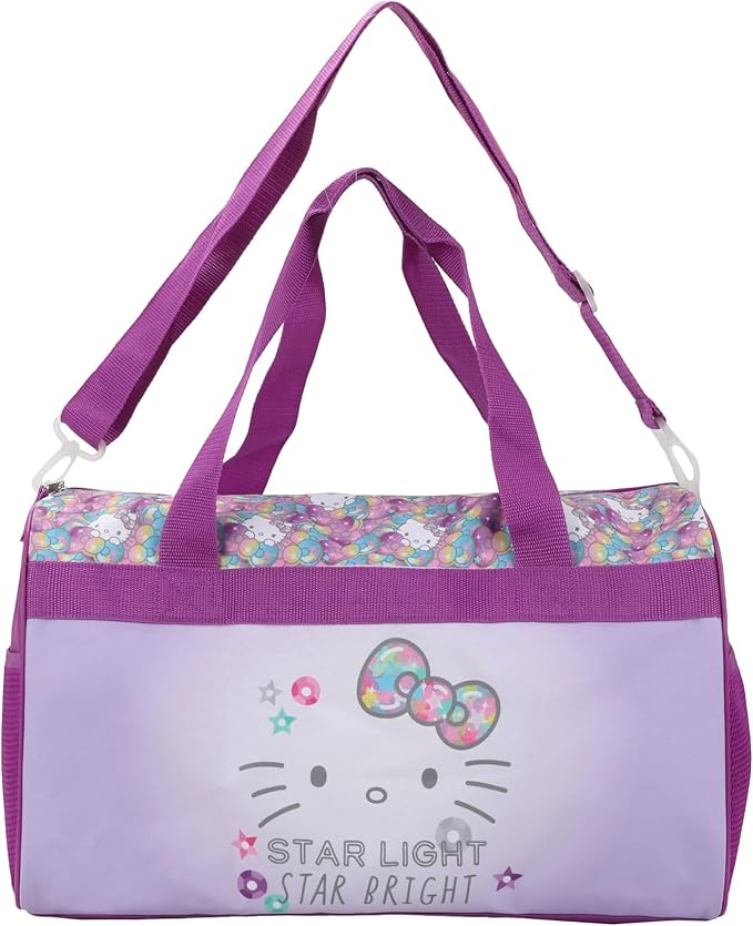 Bioworld Hello Kitty Starshine 3-Piece Youth Pilot Case Duffle Bag & Luggage Tag Carry On Luggage