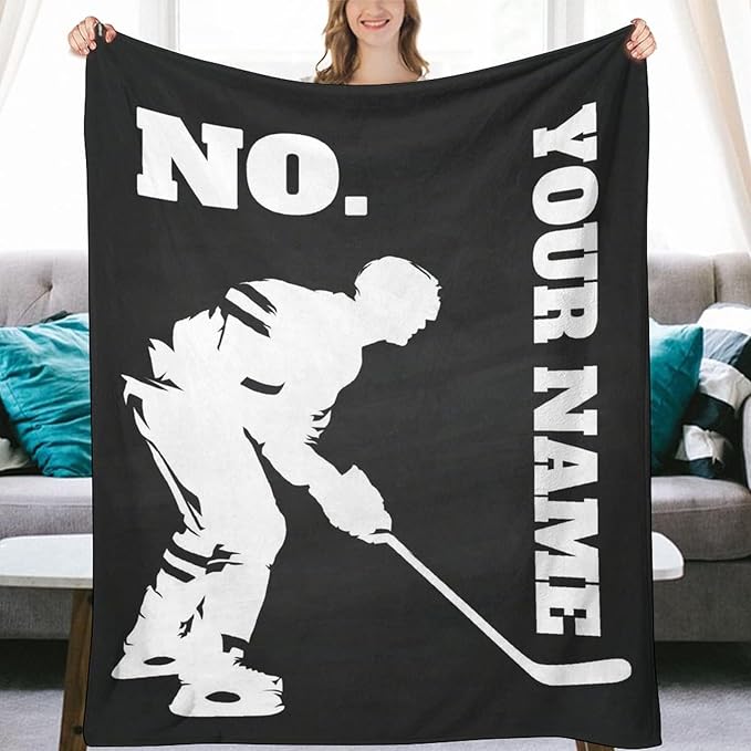 Kids Blankets for Girls - Hockey Gifts - Boys Blanket for Team Player - 60"x80" Soft Fleece Throws for Couch Bed