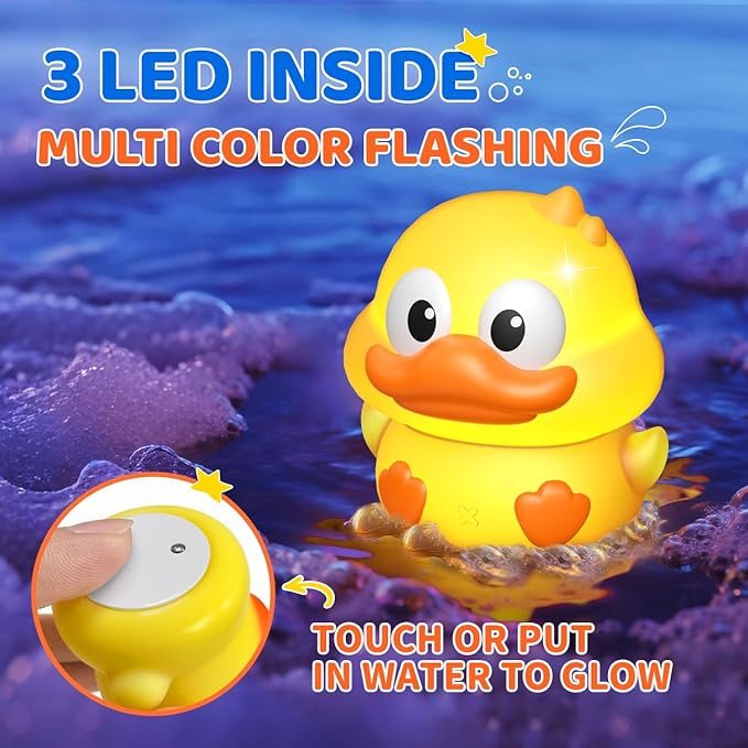 6 Packs Light Up Bath Toys for Kids Ages 1-3, Farm Animals Bathtub Toys for Toddlers 2-4, Water Pool Toys for 1 2 3 Year Old Boys Girls Babies 12-18 Months Gifts