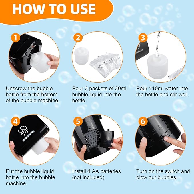 Bubble Machine for Kids Toddlers,Automatic Bubble Blower,Portable Adjustable Angle Bubble Maker,Bubbles Toy for 3 4 5 6 7 Year Old Boy Girl,Outdoor Party Birthday Easter Baskets Stuffers Gifts