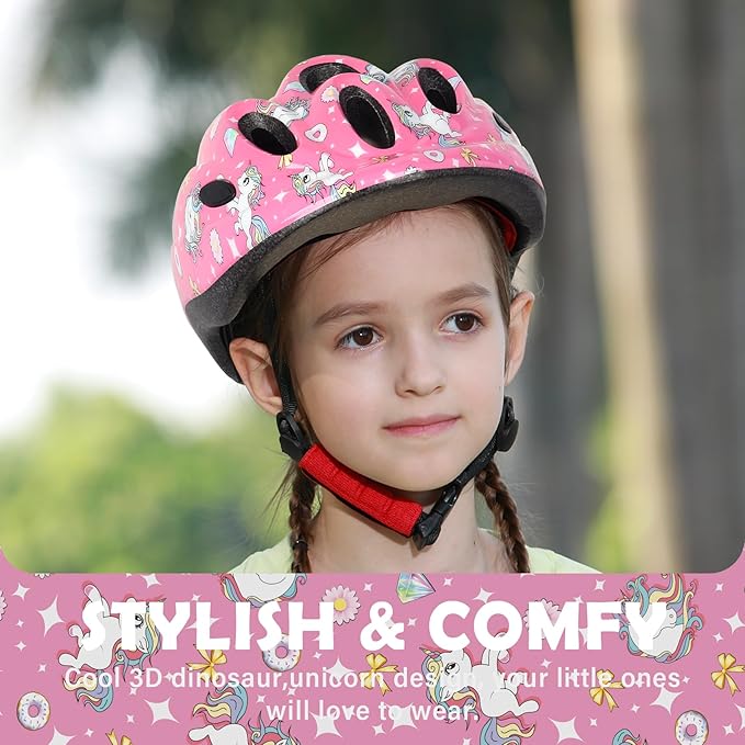 Kids Toddler Bike Helmet, Adjustable Boys Girl Helmets from Baby to Children(Age 1-8), Multi Sports for Bicycle Skate Scooter with LED Light