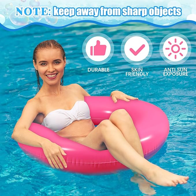6 Pcs Inflatable Pool Floats 28 Inches Swim Tube Bulk for Adults Swimming Ring Pool Floaties for Beach Party Decorations Women and Men River Lake Summer Vacation Holiday (Pink)