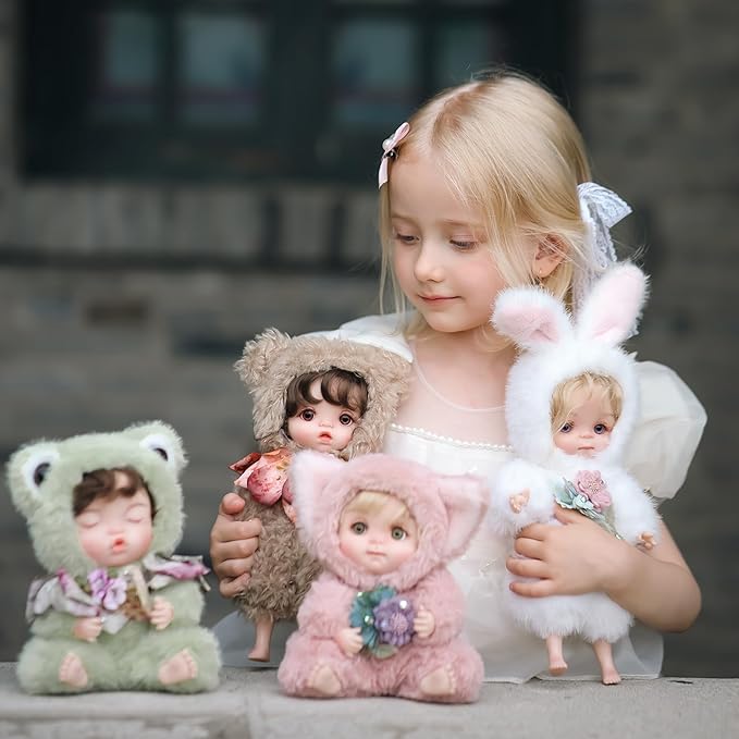 Reborn Baby Doll 10 Inch – Lifelike Full Vinyl Girl in Cozy Brown Bear Outfit – Comfort Collectible Doll Gift for Girls