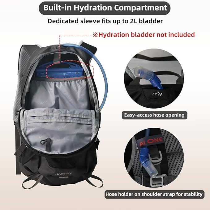 22L Hiking Backpack Lightweight Durable Waterproof Internal Frame Multi-Purpose Daypack for Men & Women, Camping, Hiking, Travel, and Cycling