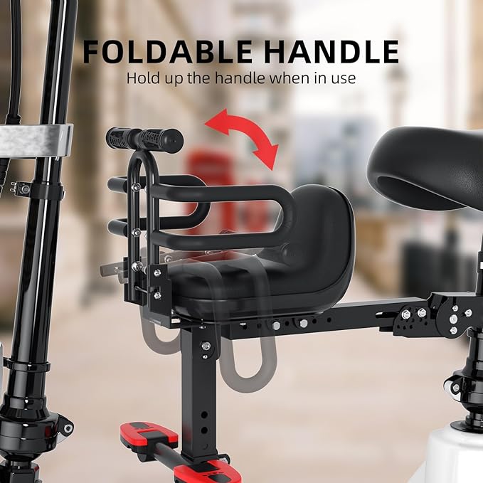 Bike Child Seat,Front Mount Detachable Bicycle Kids Seat, Child Seat with Shock Absorbing Pedal Guardrail，Suitable for Pedal Scooter Motorcycle Bicycle