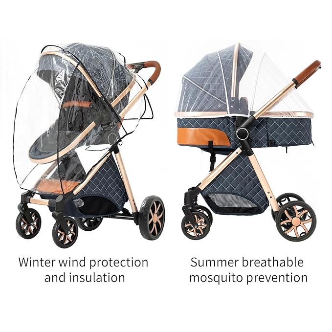 2 in 1 Baby Stroller with Bassinet Mode, Reversible Infant Pram, One-Click Folding, Newborn Travel Stroller, Convertible Toddler Standard Pram Carriage (X2US-BG)