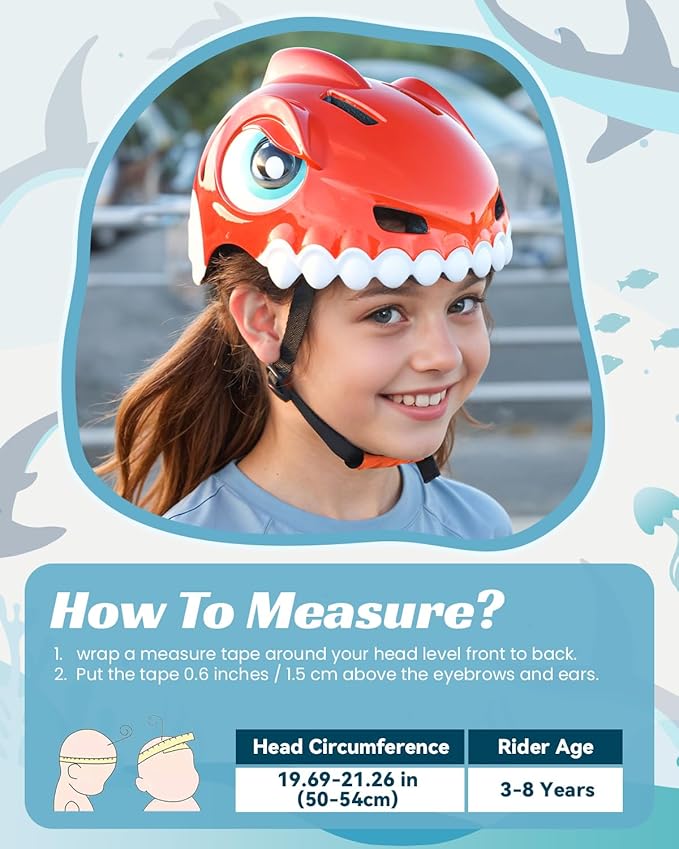 Bike Helmet for Kids 3-5-8 Toddler Bike Helmet Animal 3D Cartoon Boys Girls Safety Adjustable Kids Helmet and Pads Set for Cycling Scooter Skateboard