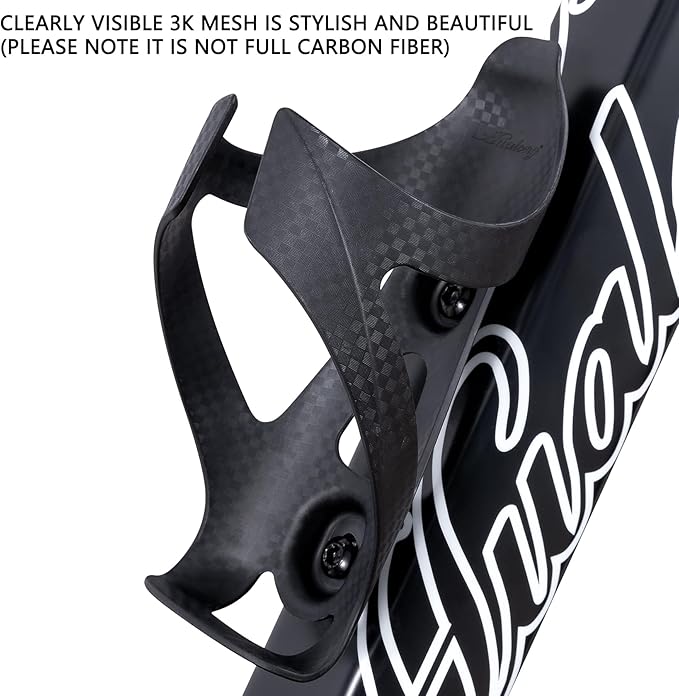 Carbon Fiber Bike Water Bottle Cage Holder for Road Bikes Mountain Gravel e Bike for Diameter 70-74 mm Water Bottles, Black Matte