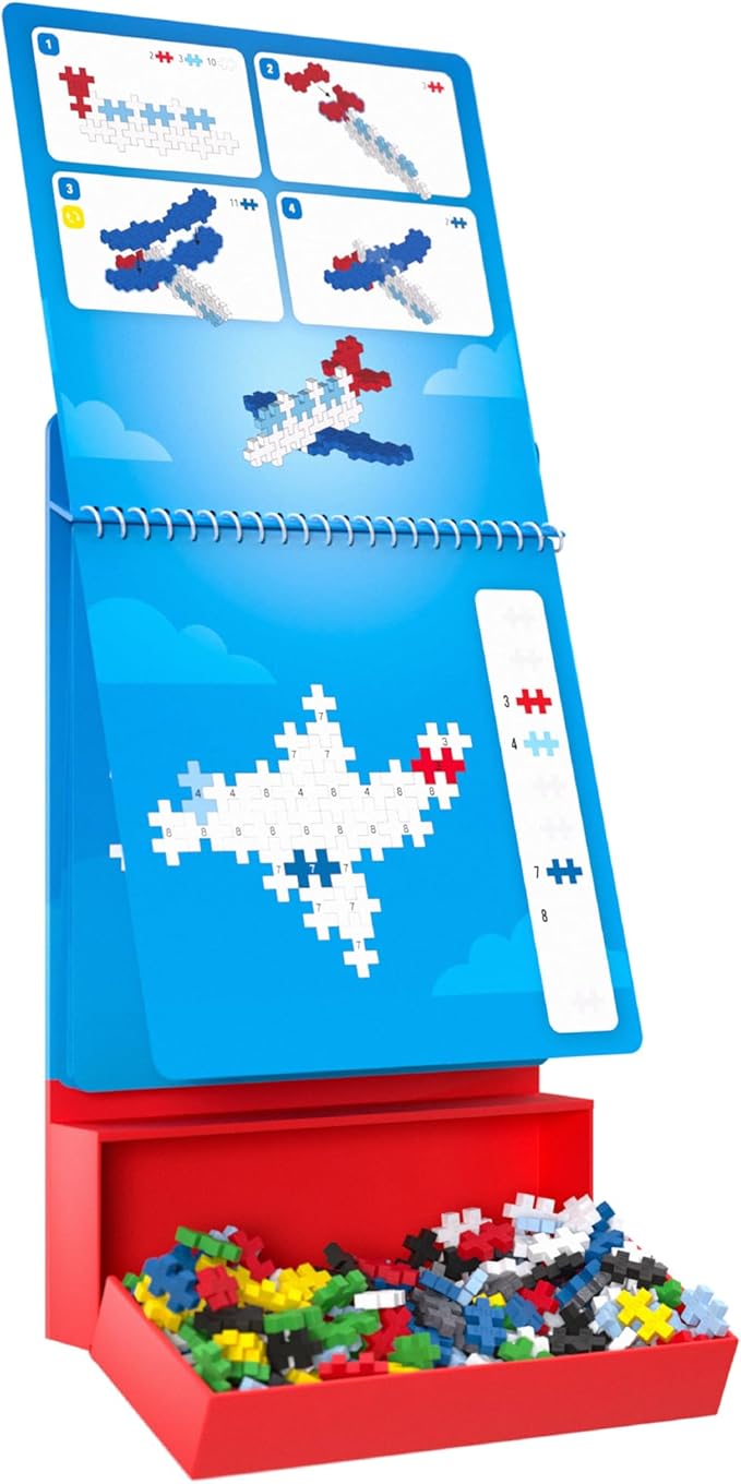 Plus Plus Puzzle By Number Activity Pad, Kids Travel Activities, Interlocking Mini Building Blocks, 3D Puzzle Stem Toy for Kids - Transportation