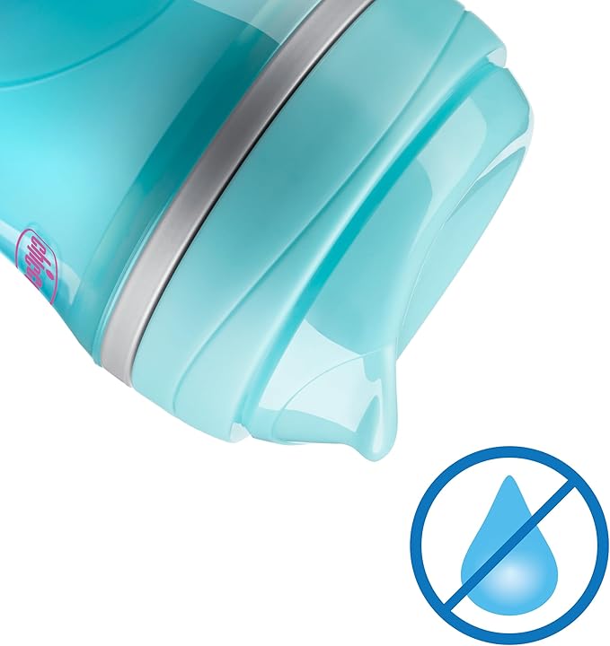 Chicco Double-Wall Insulated Sippy Cup with Bite-Proof Rim Spout and Spill-Free Lid 9oz. | Top-Rack Dishwasher Safe | Easy to Hold Ergonomic Indents | Teal/Pink/Floral, 2pk | 12+ months