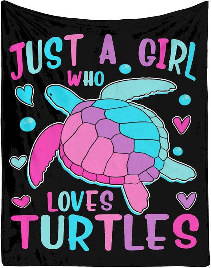 Just Girl Who Loves Turtles Blanket Soft Blankets and Throws Flannel Cozy Lightweight Quilt Gift Perfect for Bed Sofa Couch-40 x30 Extra Small for Pets