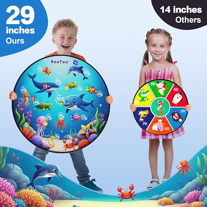 BooTaa 29" Large Dart Board for Kids, Kids Dart Board with Sticky Balls, Boys Toys, Indoor/Sport Outdoor Fun Party Play Game Toys, Birthday Gifts for 3 4 5 6 7 8 9 10 11 12 Year Old Boys Girls