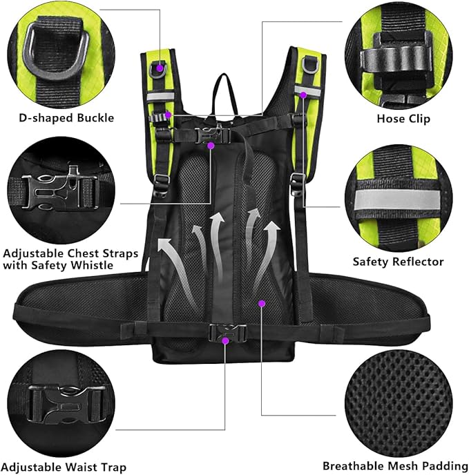 Insulated Hydration Pack Backpack with 3L BPA Free Leak-Proof Water Bladder, Keep Liquids Cool for Up to 5 Hours, Daypack for Hiking, Running, Cycling, Hunting, Climbing