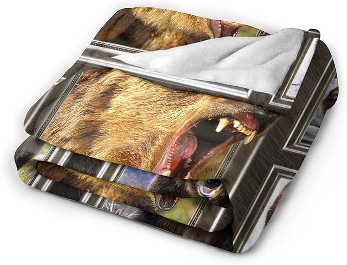 Bear Blanket Fleece Soft Warm Plush Wild Animal Throw Blankets Lightweight Plush Fuzzy Cozy Brown Bear Blanket Gifts for Kids Adults Suitable for Couch Sofa Bed 80"X60"