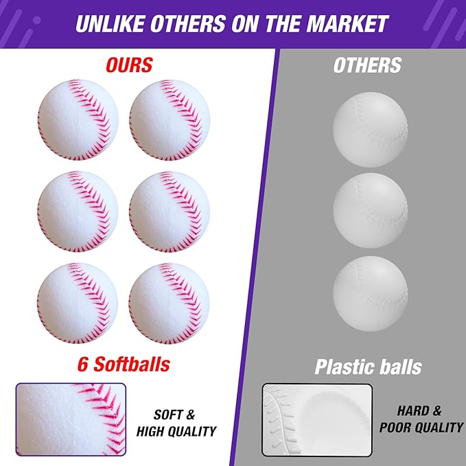 Baseball Set - 3 Ways to Play, Adjustable Height, Easy to Assemble, Safe & Sturdy, Ideal Sport Gift for Kids