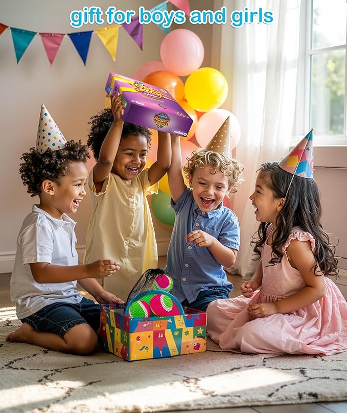 Toddler Toys for Ages 2-4 Toss and Catch Ball Set, Birthday Gift for 3 4 5 6 7 8 Year Old Boys Girls Toys, Classic Beach Pool Outdoor Yard Camping Games for Kids Toddler Family Ages 4-8 8-12