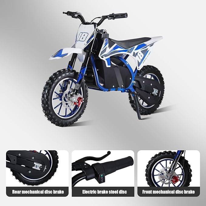 Electric Dirt Bike for Kids Teens Adults, 350W Mid-Drive Motor and 15.5MPH Electric Motorcycle with 36V/7.5AH Battery Ebike, Full Suspensions Mountain Off-Road E Bike, Hydraulic Brakes