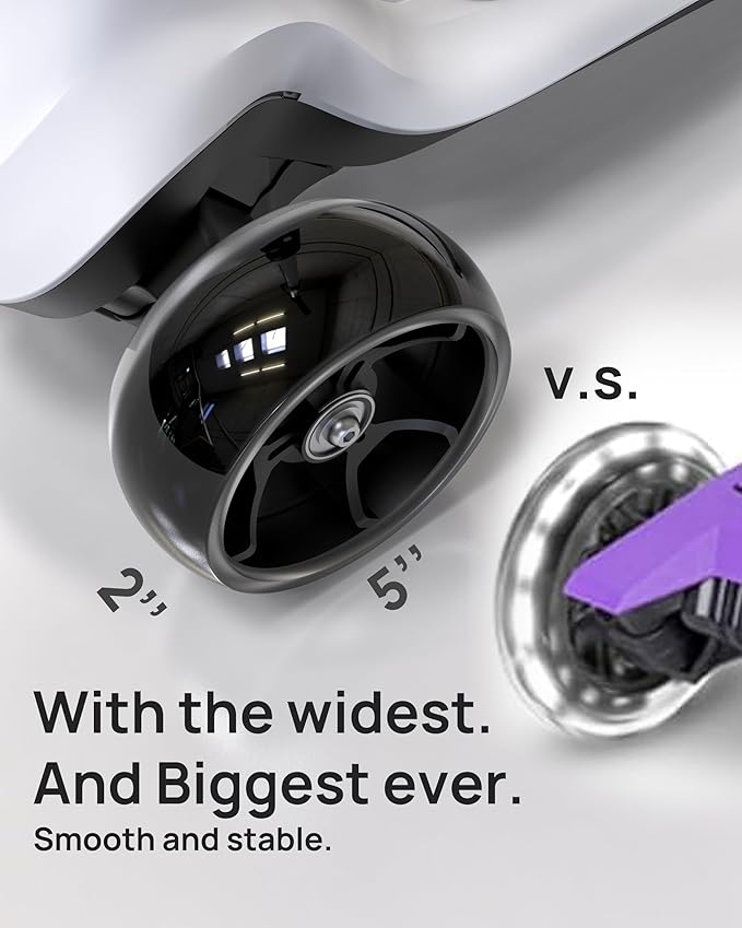 Elecorange T200/T500 Balance Electric Scooter for Kids Age 4-9, 2 Types Front Wheels, Electric Horn, Full Body Lights Up, Wide Deck, 5Mph Safe Speed, 70min Riding, Foldable Kick Scooter Boys & Girl