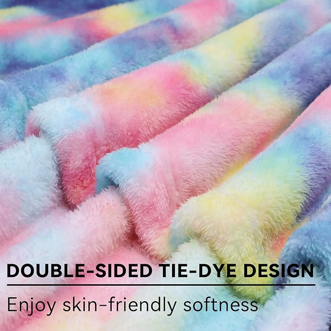 obinsm Rainbow Bed Blanket - Warm Soft Throw Blanket for Couch - Fuzzy Throw Blankets for Women
