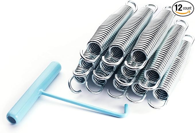 SkyBound Universal Replacement Trampoline Springs with Spring Tool | Heavy-Duty Galvanized Steel | Set of 12-48 | Sizes 3.5" to 8.5" | for Skywalker, JumpKing, UpperBounce, SportsPower and Others