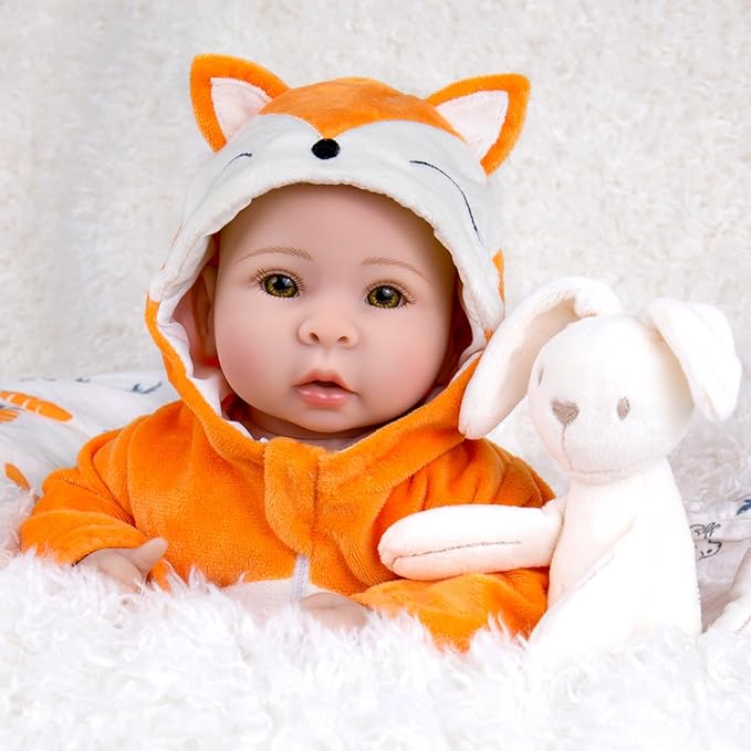 Aori Baby Dolls - 17 Inch Real Life Doll with Ultra Soft Body & Fox Outfits for Girls 3+ | Pretend Play, Adoption Day, Photography Prop, Collectible