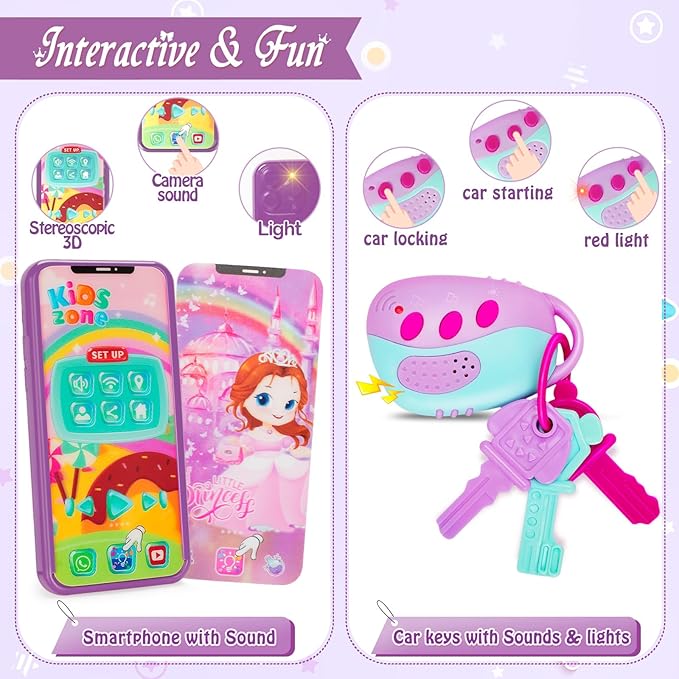 Officygnet Girls Toys for 3 4 5 6 7 8 Year Old - Pretend Princess Play Purse Toys for Little Girl, Toddler Purse with Accessories, Kids Toy Purse Birthday for Girls Ages 2-4 3-5 4-5 6-8 (Purple)