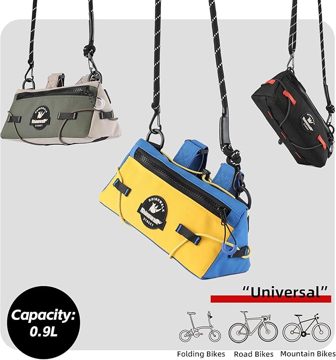 Bike Handlebar Bag Cycling Urban Front Bag 0.9L Rhinowalk Small Handlebar Bag Suitable for Folding Road Mountain Bike (Blue)