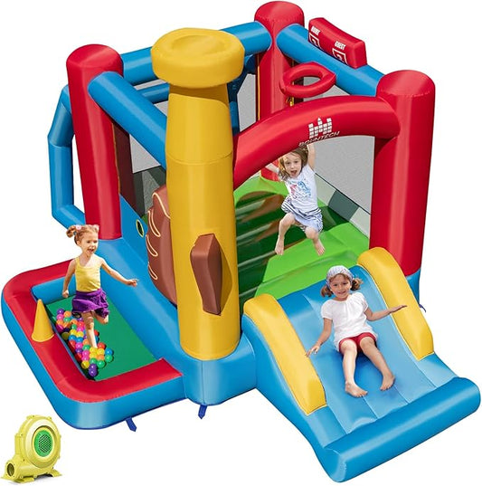 BOUNTECH Inflatable Bounce House, Bouncy House for Kids Large Outdoor with Jumping Area, Baseball Themed Toddler Indoor Castle Bounce House with Blower for Birthday Party Gifts Present