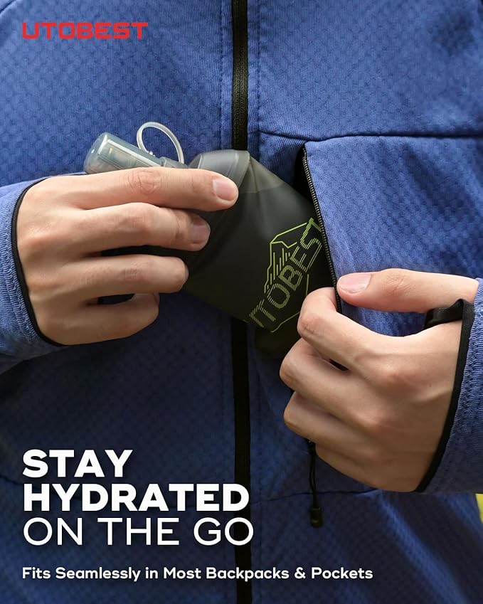 UTOBEST 150ml Soft Flask, 2 Pack Flexible TPU Hydration Water Bottle, Collapsible with 28mm Caliber for Running, Hiking, Cycling, Climbing, and Marathon Green