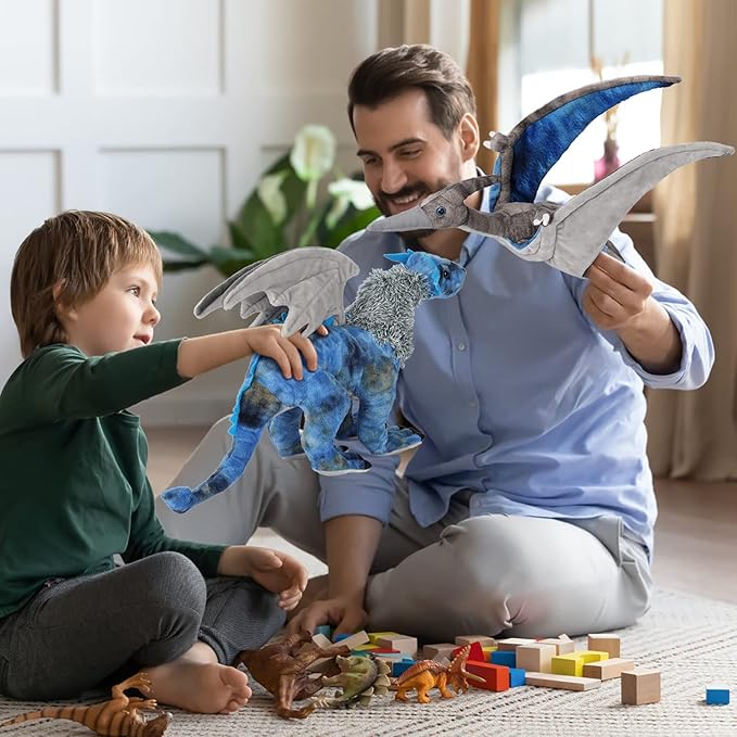 Dragon Plush Toy, Frost Wyrm Stuffed Animal Throw Plushie Pillow Doll, Soft Blue Fluffy Friend Hugging Cushion - Present for Every Age & Occasion