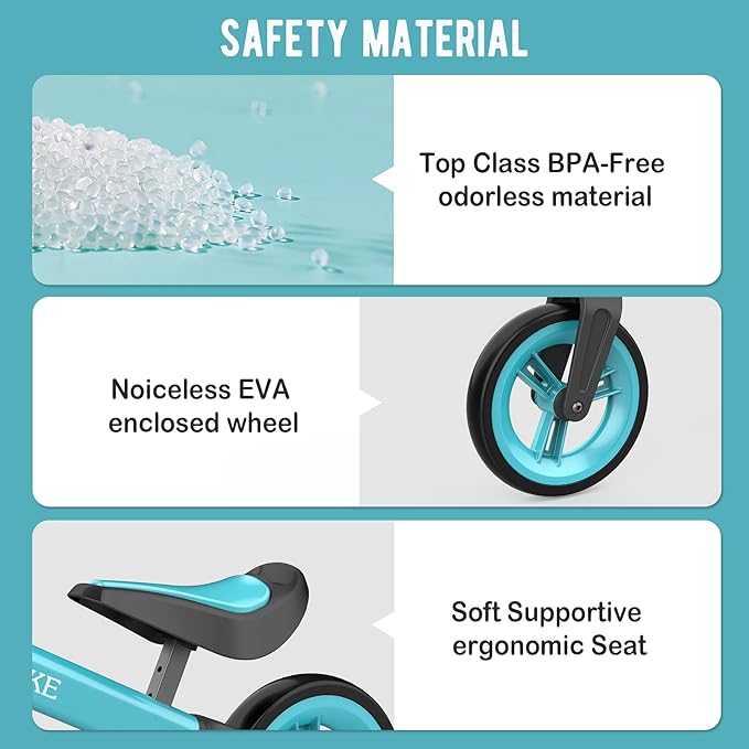 Bobike Toddler Balance Bike Toys for 1 to 4 Year Old Girls Boys Adjustable Seat and Handlebar No-Pedal Training Bike Best Gifts for Kids