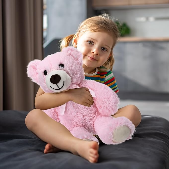 Zhanmai 9 Packs Cute Bear Stuffed Animals 14 Inch Plush Bears in 7 Colors Stuffed Animals Bulk for Valentine Gift Graduation Baby Shower Birthday Party Favor(Pink, Blue)