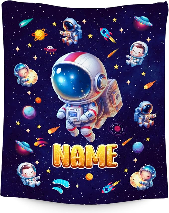 Boys Blankets - Personalized Planet Gifts for Kids - Cozy Lightweight Throw Blanket for Sofa Office Bed, 4 Size