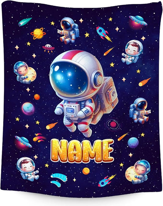 Boys Blankets - Personalized Planet Gifts for Kids - Cozy Lightweight Throw Blanket for Sofa Office Bed, 4 Size