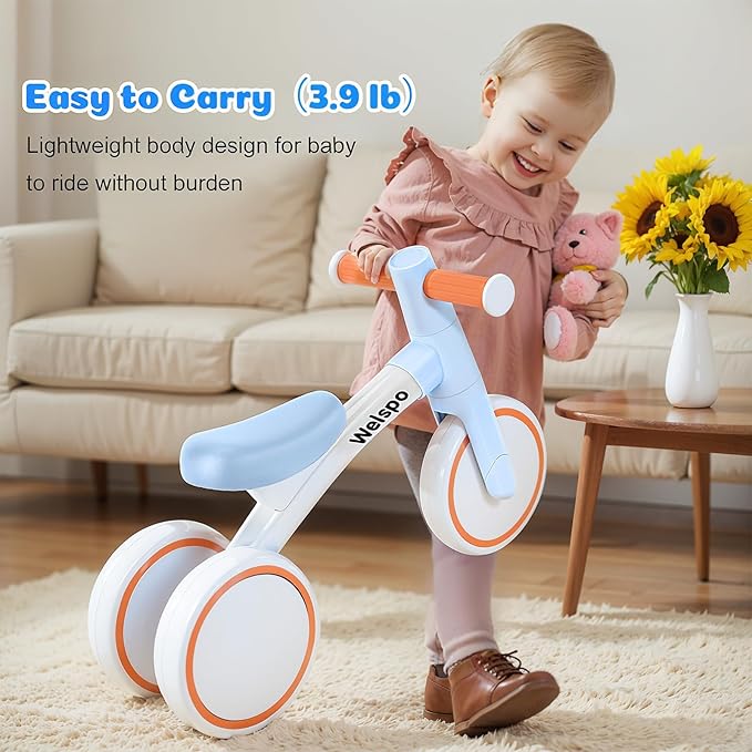 welspo Baby Balance Bikes for 1 Year Old Boys Girls 12-24 Months Kids Toddler First Bicycle Infant Walker Children No Pedal 3 Wheels Mini Bike Riding Toys