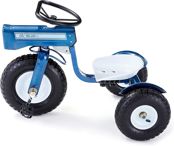 Tricam Kids 22" Steel Ride-On Tractor Tricycle, Toddler Bike for Ages 2-5, Blue