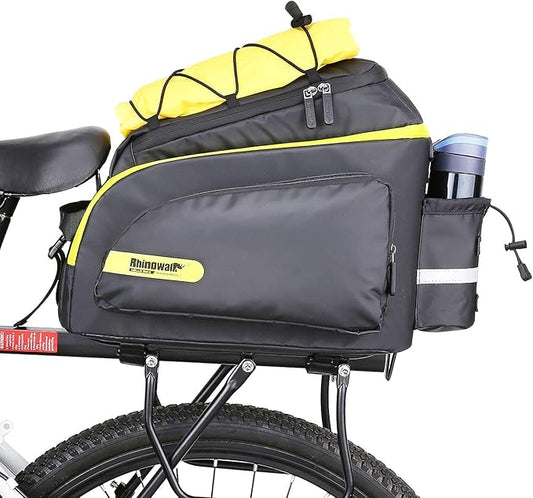HUNTVP Bike Trunk Bag Bike Rear Seat Bag Waterproof Bike Pannier Bag 17L for Bicycle Cargo Rack Saddle Bag Bicycle Commuter Bag Shoulder Bag Laptop Pannier Rack Bicycle Bag (Black)
