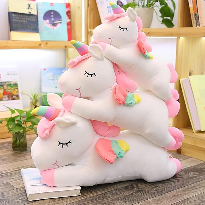 Unicorn Stuffed Animal, Soft Unicorn Plush Hugging Pillow Toy Gifts for Kids (White, 15.7 in)